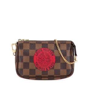 LOUIS VUITTON Authentic Brown Damier Leather Pochette Mini Bag